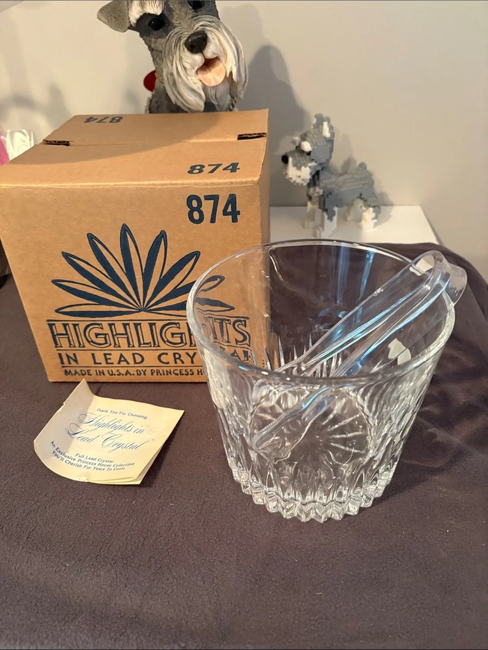 Highlights Lead Crystal Ice Bucket with Tongs - Clear